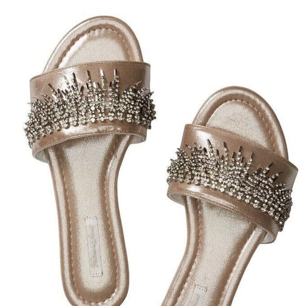 VICTORIAS SECRET EMBELLISHED VELVET SLIDES SLIPPERS